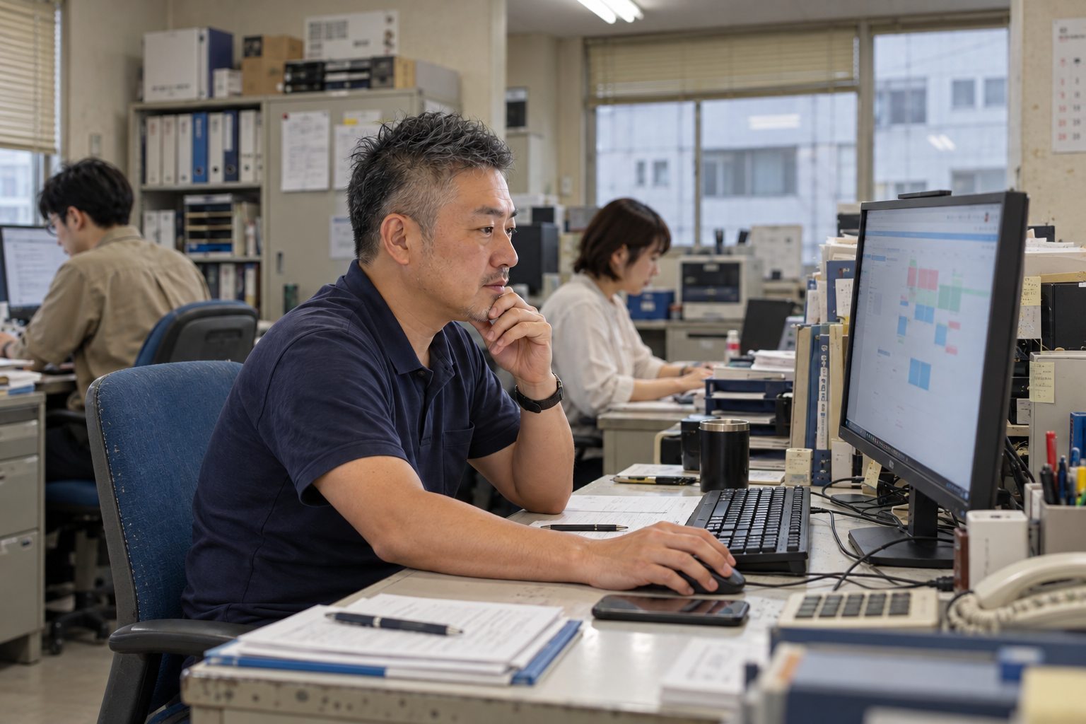 予定表を見ながらシフト業務を確認するイメージです。